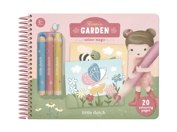 Little Dutch Omaľovánky s pastelkami Záhrada Rosa