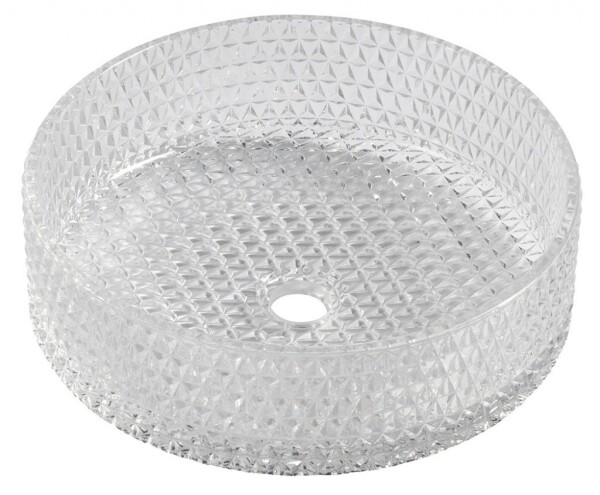 SAPHO - MARAGUA gravírované sklenené umývadlo na dosku priemer 39,5cm, číre sklo TY214CL