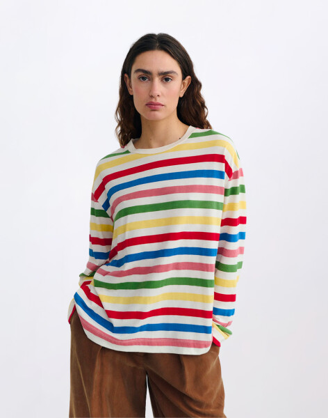 Thinking MU Emily Multicolor Striped Long Sleeve T-Shirt STRIPES S