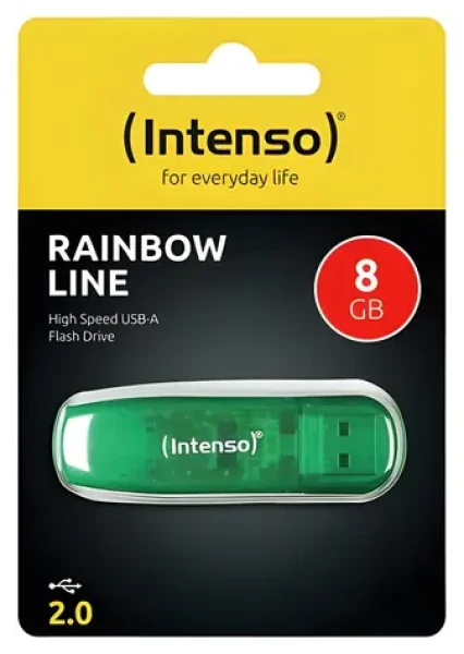 INTENSO Rainbow Line zelená / Flash disk / 8GB / USB 2.0 / R:32MB/s / W:6,5MB/s (3502460)