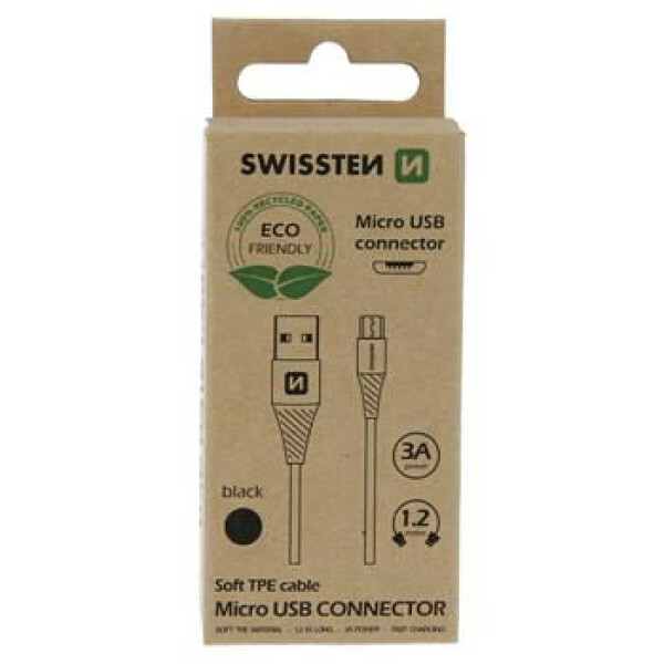 SWISSTEN dátový kábel USB - MICRO USB 1.2m čierna (ECO BALENIE) (71504301ECO)