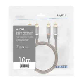 LogiLink audio kábel 2x RCA(M) - 2x RCA(M) 10 m čierna / Audio kábel / Pozlátené konektory / Tienený (CA1209)