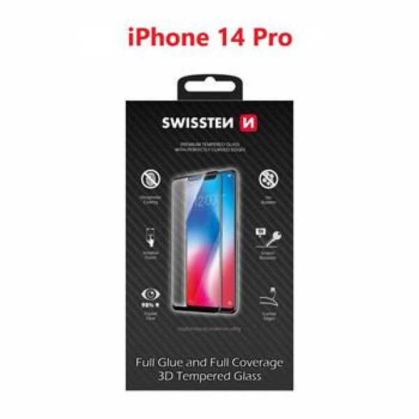 Swissten Ultra Durable 3D FULL GLUE Glass pre Apple iPhone 14 Pro čierna (64701910)