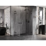 MEXEN/S - Lunar L Duo sprchový kút dvere krídlové pravá 90 x 85, transparent, čierna 834L-090P-085L-70-00