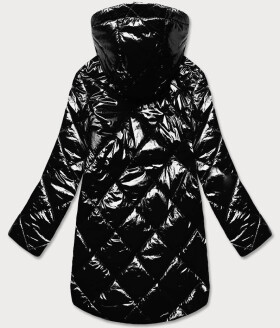 Lesklá čierna prešívaná dámska bunda (LD7259BIG) odcienie czerni XXL (44)
