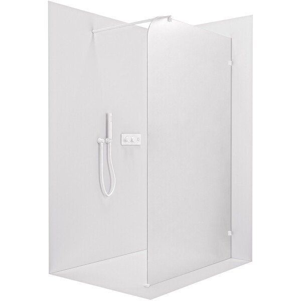 CERANO - Sprchová zástena Walk-in Orbis Round - Pravá - 8 mm - guľatá vzpera - biela matná, mliečne sklo - 110x200 CER-999931