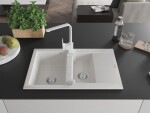 MEXEN/S MEXEN/S - Gaspar granitový drez 1.5 s odkvapkávačom vrátane batérie Rita, biela 6507-20-670300-20