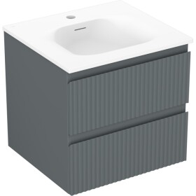 MEXEN/S - Rivel kúpeľňová skrinka 50 cm s umývadlom Vela, 2 zásuvky, reliéf, grafit mat/biela mat 91A20-05047-2-BFF66-W23M01