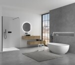 CERANO - Sprchová zástena Walk-in Onyx Round Ľ/P - 6 mm - čierna matná, transparentné sklo - 100x190 CER-670873