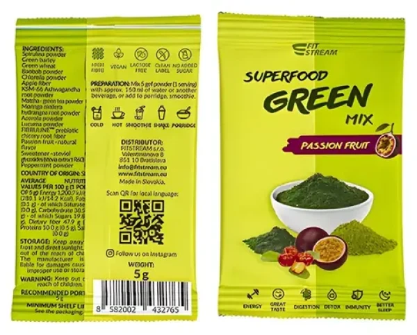 FitStream Superfood GREEN mix / Superfood prášok / 5 g / 1 sáčok (FitStream-Superfood-Green-mix-5g)