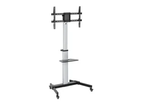 Equip 650630 strieborná / Pojazdný stojan TV / 37-86" / VESA 600x400 / nosnosť 50 kg / otočný 90° (650630)