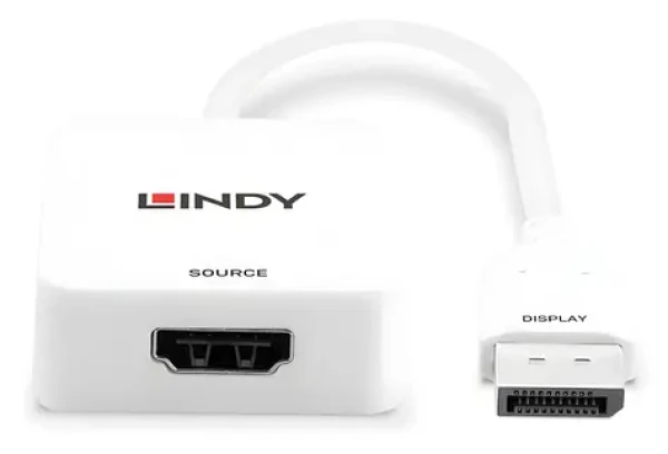 Lindy 38303 biela / Prevodník / HDMI 2.0 na DisplayPort 1.2 / 4K 60Hz / aktívny (38303)