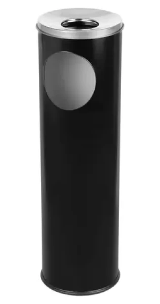 ALDA Cigarette Pillar čierna / Odpadkový kôš s popolníkom / 15 l / Lakovaná oceľ / Veko z nerezovej ocele