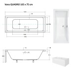 BESCO - Obdĺžniková vaňa QUADRO - Nožičky k vani - Bez nožičiek, Rozmer vane - 165 × 75 cm VANQAUD165