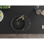 MEXEN/S MEXEN/S - Kevin granitový drez s odkvapkávačom vrátane batérie Aster, čierna/strieborná metalík 6517-73-73450-57-B