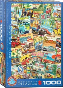 EUROGRAPHICS Puzzle Retro cestovateľská koláž
