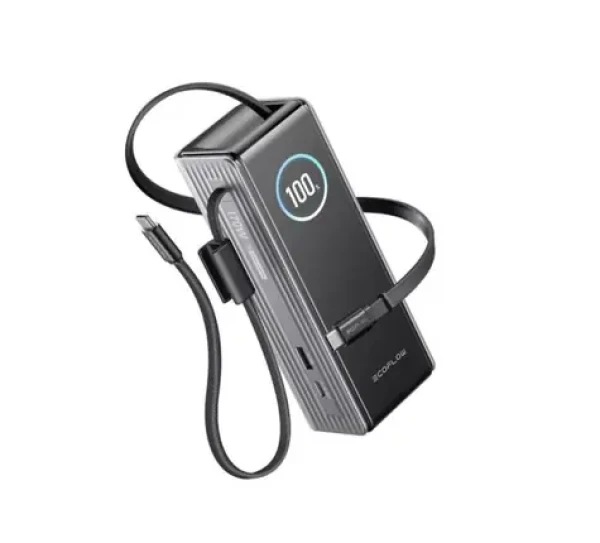 EcoFLow Rapid Power Banka strieborná / 25000mAh / 170W / 2x vstavaný USB-C kábel / 1x USB-A + 1x USB-C (1ECORAP25000-100-EU)