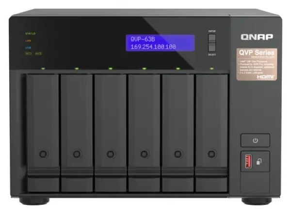 QNAP QVP-63B čierna / NVR / 8 kanálov / 6x 3,5" / Intel Core i3 / 16GB DDR4 (QVP-63B)