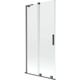 MEXEN/S - Velar L dvojkrídlová posuvná vaňová zástena 90 x 150, transparent, grafit kartáčovaná 896-090-003-01-66