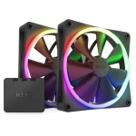 NZXT F140 PWM 2ks + ovládač čierna / 140mm / Fluid Dynamic Bearing / 32.5 dB @ 1800 RPM / 89.48 CFM / 4-Pin PWM (RF-R14DF-B1)