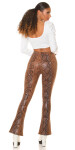 Sexy faux leather highwaisted flarred pants with Snake print CAPPUCCINO XL/XXL