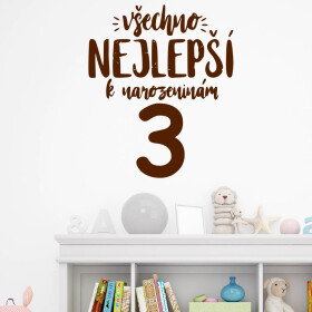 Veselá Stena Samolepka Všetko najlepšie Farba: hnědá, Veľkosť: 100 x 83 cm