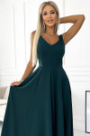 246-5 CINDY dlhé elegantné šaty s výstrihom - ZELENÉ XXL