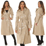 Sexy Musthave leather look coat / Trenchcoat BEIGE S