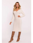 Dámske svetrové šaty M824 Light beige - MOE UNI světle béžová