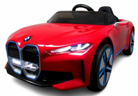 Mamido Elektrické autíčko Audi BMW i4 v ohnivo červenej farbe s EVA kolesami a koženým sedadlom, s diaľkovým ovládaním