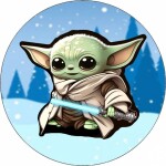 Jedlý papír Mandalorian Baby Yoda v zime 19,5 cm - Pictu Hap - Pictu Hap