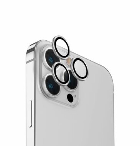 UNIQ Optix hliníkové ochranné sklo na šošovku fotoaparátu pre Appple iPhone 15 Pro Sterling (Silver) (8886463686164)