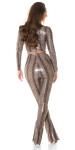 Sexy Koucla faux leather flared pants Animal Print brown M