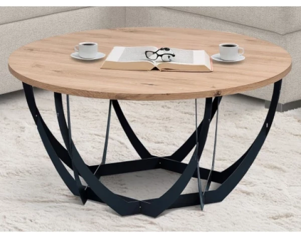 Okrúhly konferenčný stolík Mella, 80 cm, dub artisan%