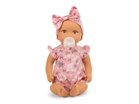LullaBaby Bábika 35 cm v overale s čelenkou Floral Pink