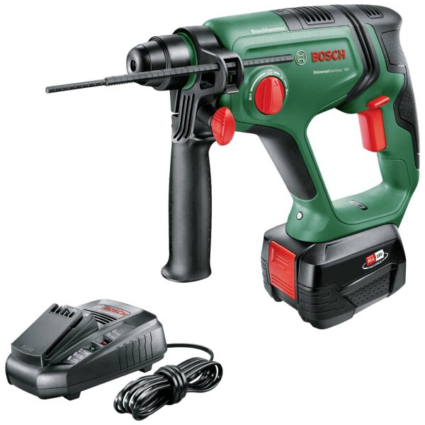 Bosch Home and Garden Universal Hammer -aku vŕtacie kladivo 18 V 4.0 Ah Li-Ion akumulátor + akumulátor, vr. nabíjačky, + púzdro; 06039D6004