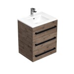 Kúpeľňová skrinka s čiernou úchytkou a umývadlom SAT Cube Way 60x76,5x46 cm dub Wellington mat CUBE46C603DWMOD CUBE46C603DWMOD