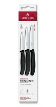 VICTORINOX Swiss Classic Kuchynský nôž 3 ks set čierna / rovné a vrúbkované ostrie (6.7113.34)