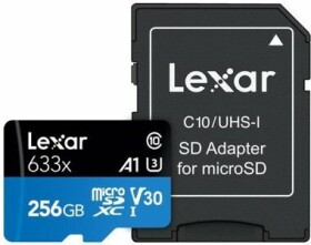 Lexar High-Performance 633x microSDXC 256GB + adaptér / UHS-I U3 / Class 10 / A1 / V30 / čítanie: 95MBs / zápis: 45 MBs (LSDMI256BB633A)