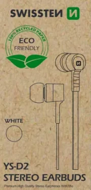 SWISSTEN Earbuds RAINBOW YS-D2 biela / Slúchadlá s mikrofónom / 3.5 mm jack / 1.2m (51106001ECO)