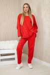 Bavlnená tepláková súprava Oversize + nohavice červená UNI