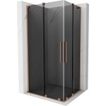 MEXEN/S - Velar L Duo sprchovací kút, posuvné dvere 90 x 80, grafit, meď kartáčovaná 871-090-080-02-43-65