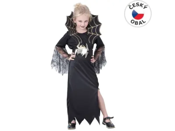 MaDe 82491 - Kostým na karneval - Čierna kráľovná, 130-140 cm