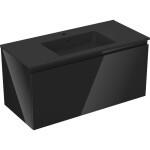 MEXEN/S - Orio kúpeľňová skrinka 100 cm s umývadlom Otis, 1 šuplík, čierna lesk/čierna mat 91A10-10047-1-BF70-W18M71