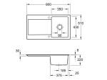 VILLEROY & BOCH VILLEROY & BOCH - Keramický drez Siluet 50 Stone white nástavný 900 x 510 bez excentra 333501RW