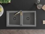 MEXEN/S MEXEN/S - Mario granitový drez 2-bowl vrátane batérie Aster, šedá 6504-71-73450-57-B