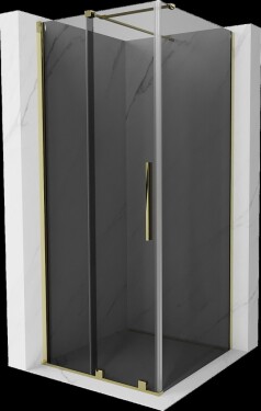 MEXEN/S - Velár sprchovací kút, posuvné dvere 110 x 110, grafit, zlato 871-110-110-41-50