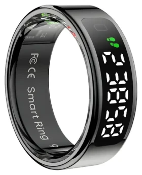 Colmi R12 vel. 7 17,9mm čierna / Chytrý prsteň / LED displej / Bluetooth 5.0 / 1ATM / výdrž 3-5 dní (R12 Black 7)