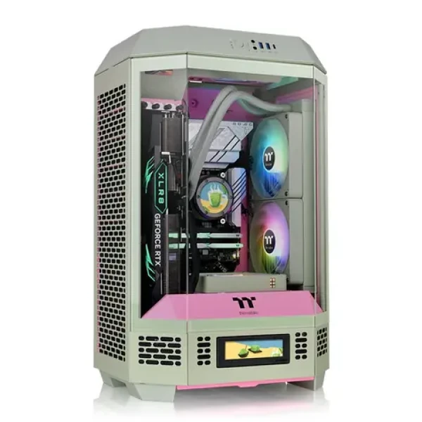 Thermaltake The Tower 300 šedo-ružová / micro ATX / 1x USB-C / 2x USB-A / bez zdroja / priehľadná bočnica (CA-1Y4-00SJWN-00)