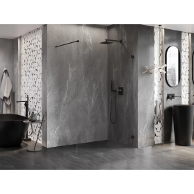 MEXEN/S - Lunar Sprchová zástena WALK-IN pravá 130 x 200, transparent 8 mm, čierna 830-130-000-70-00-P